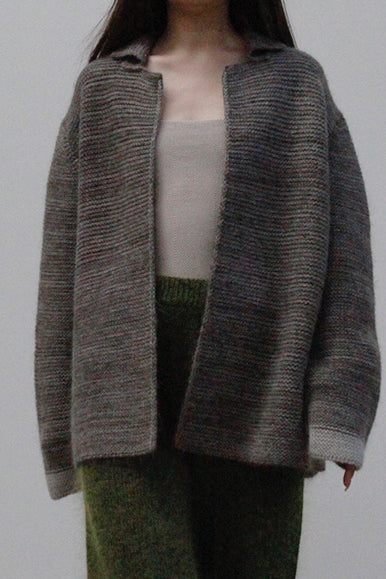 SWAYING/KNIT thick suit collar cardigan SW212SZ91 dark gray PS28